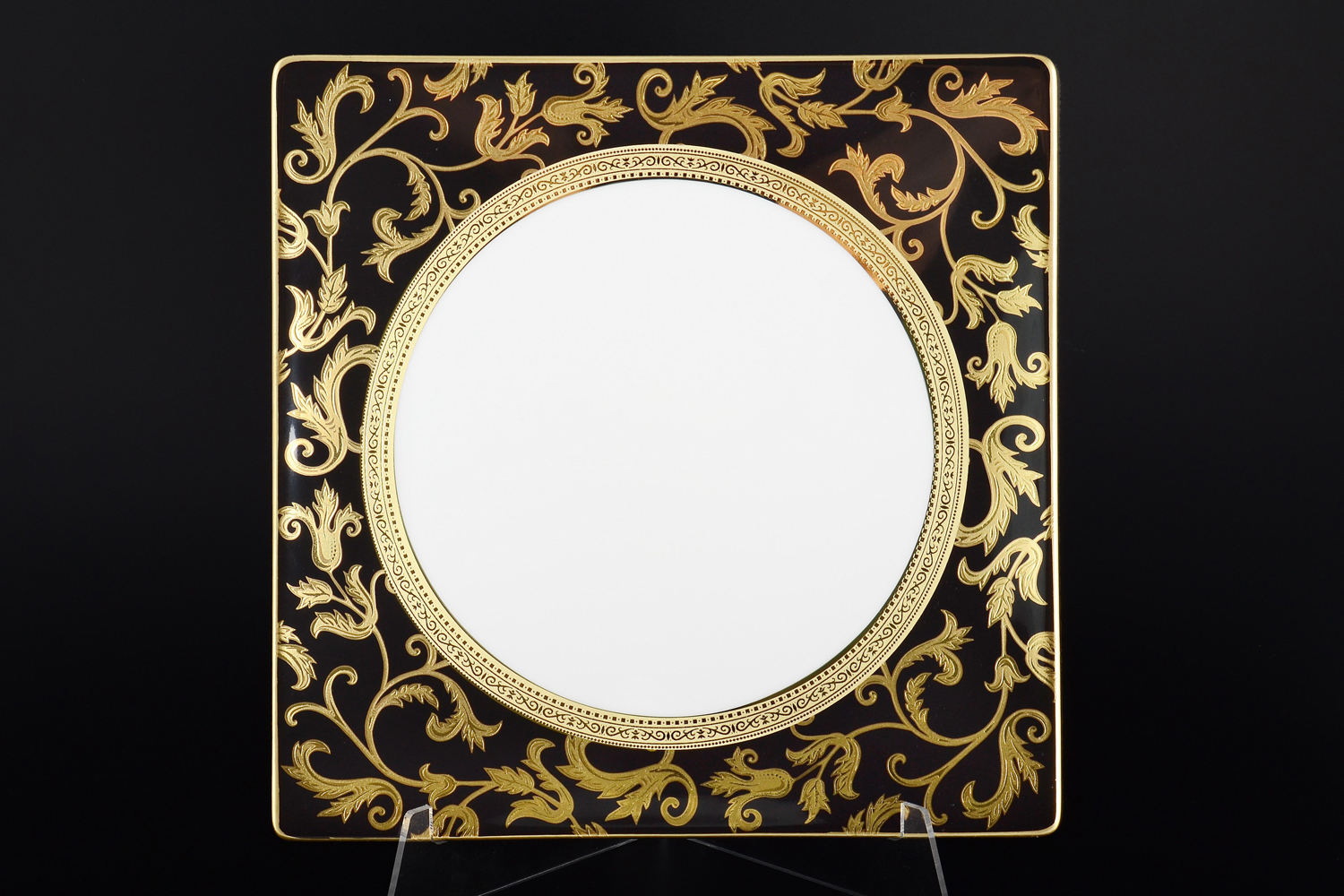 Набор тарелок квадратных Falkenporzellan Tosca Black Gold 27см (6 шт)