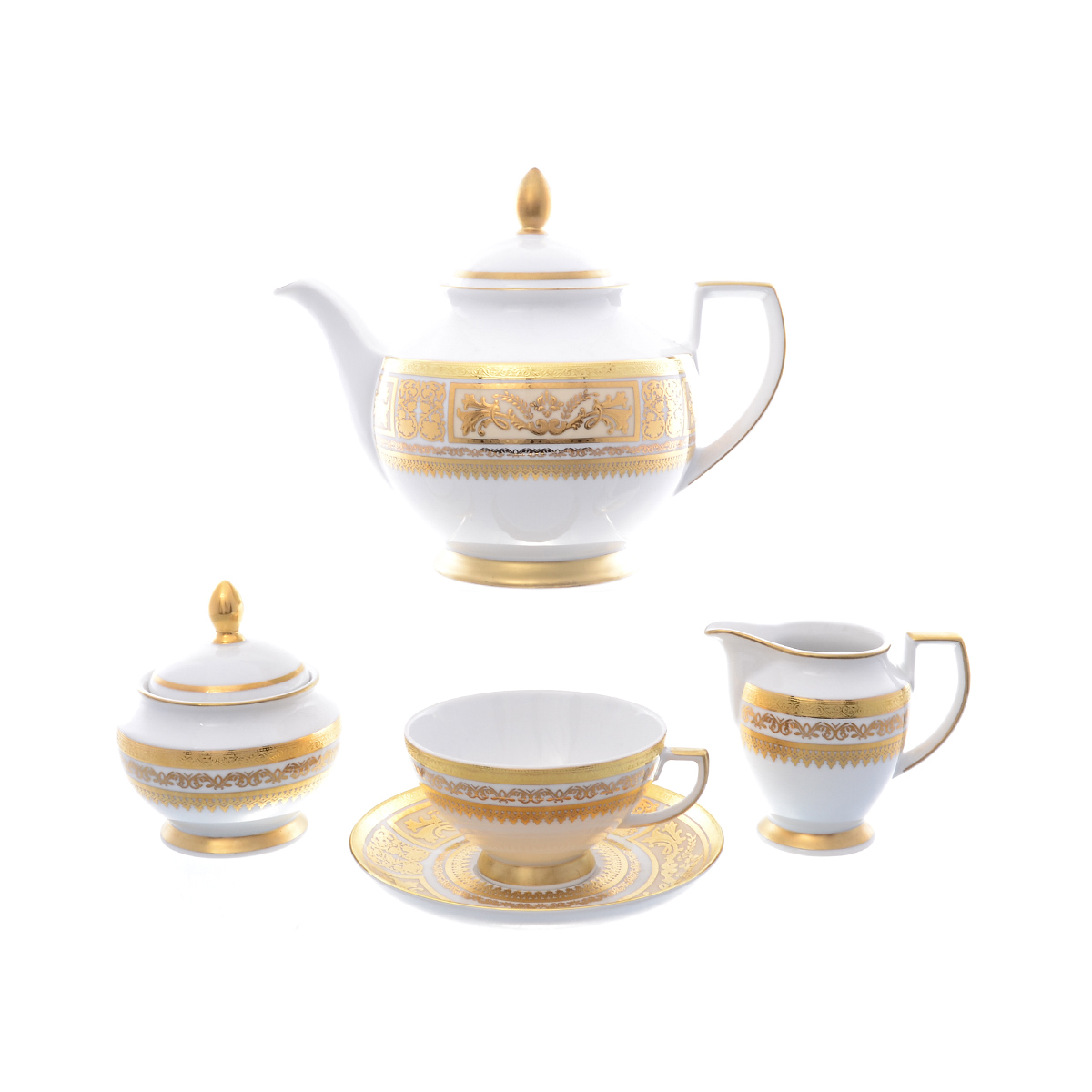 Чайный сервиз на 6 персон Falkenporzellan Diadem White Creme Gold 15 предметов