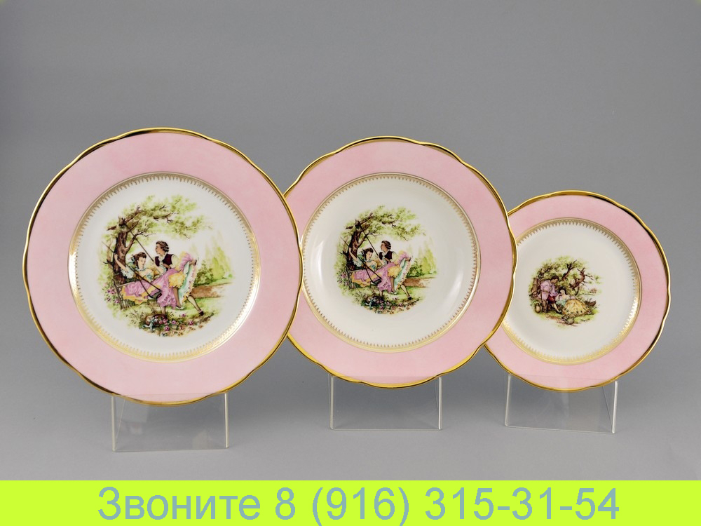Набор тарелок на 6 персон 18 предметов Мэри-Энн Mary-Anne Розовое Свидание