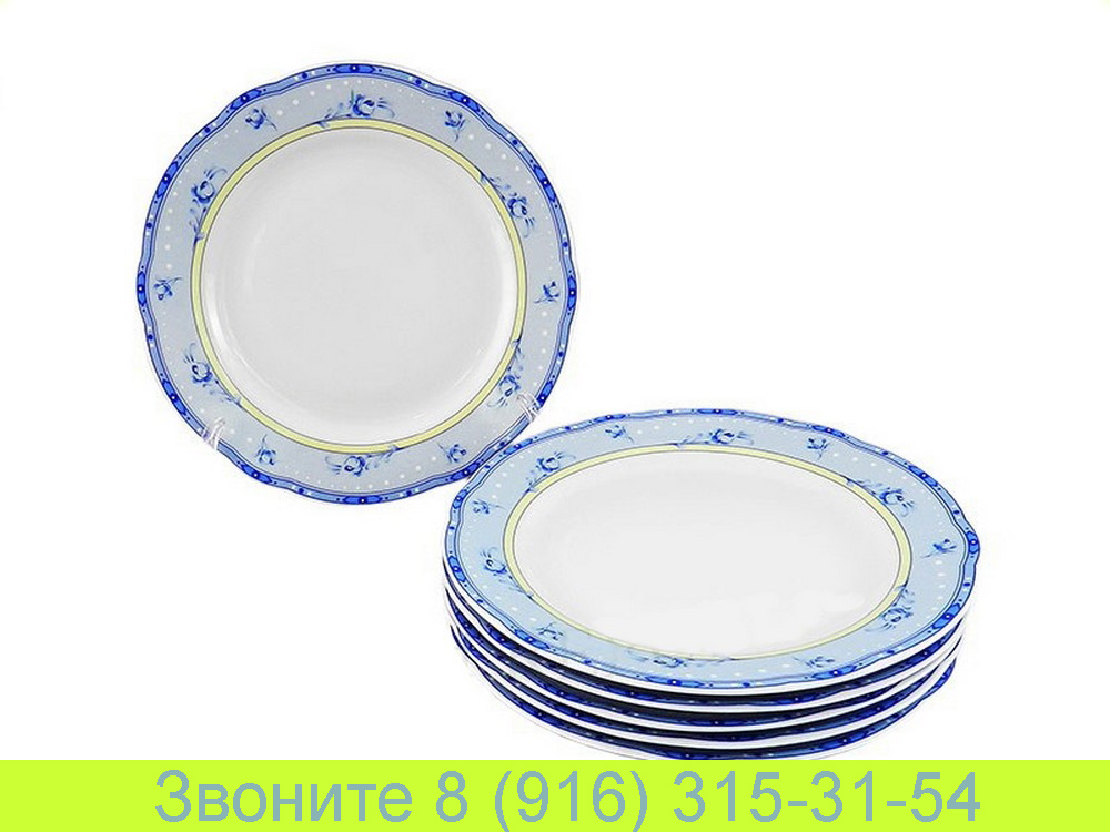 Набор тарелок мелких 19 см 6 предметов Мэри-Энн Mary-Anne Голубые цветы