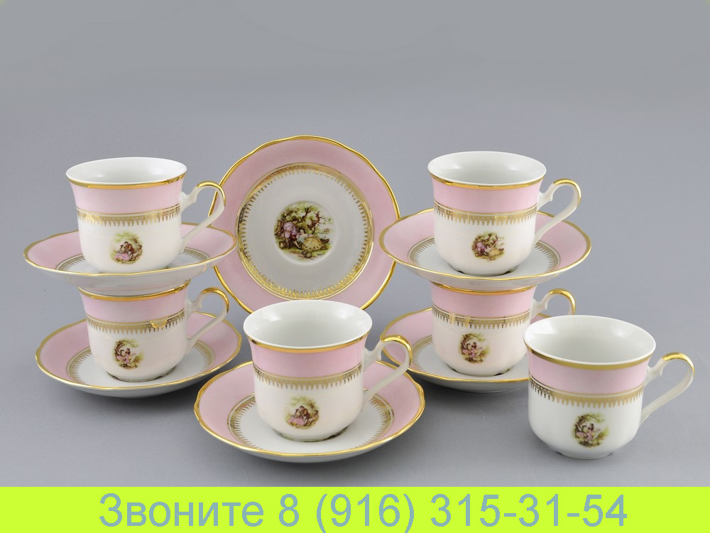 Набор чайных чашек 200 мл с блюдцем 15 см Мэри-Энн Mary-Anne Розовое Свидание