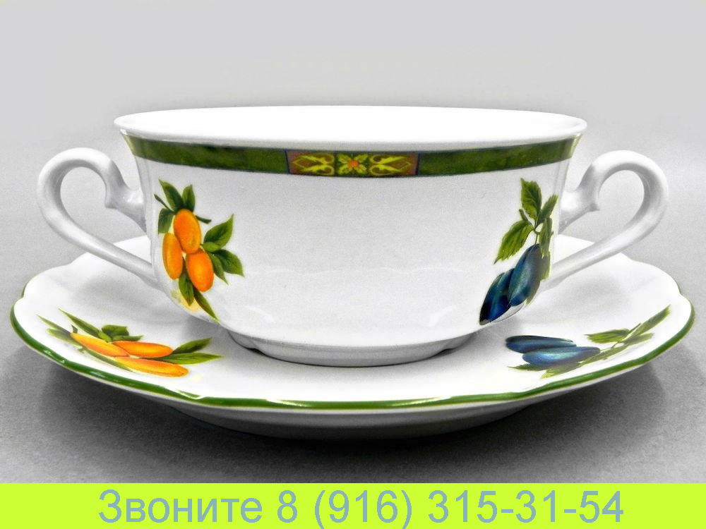 Набор чашек для супа с блюдцами 350 мл Мэри-Энн Mary-Anne Фруктовый Сад