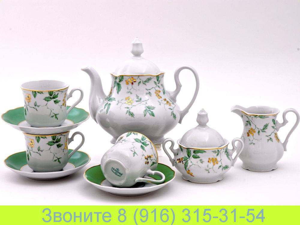 Чайный сервиз Мэри-Энн Mary-Anne Зеленые Листья на 6 персон 15 предметов
