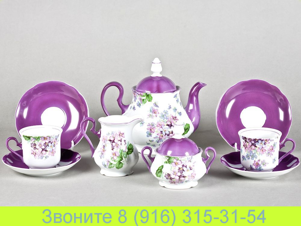 Чайный сервиз Мэри-Энн Mary-Anne Лиловые Цветы на 6 персон 15 предметов