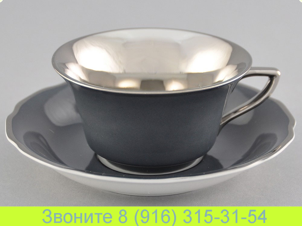 Чайная чашка 150 мл с блюдцем 14 см Виндзор Windzor Серый