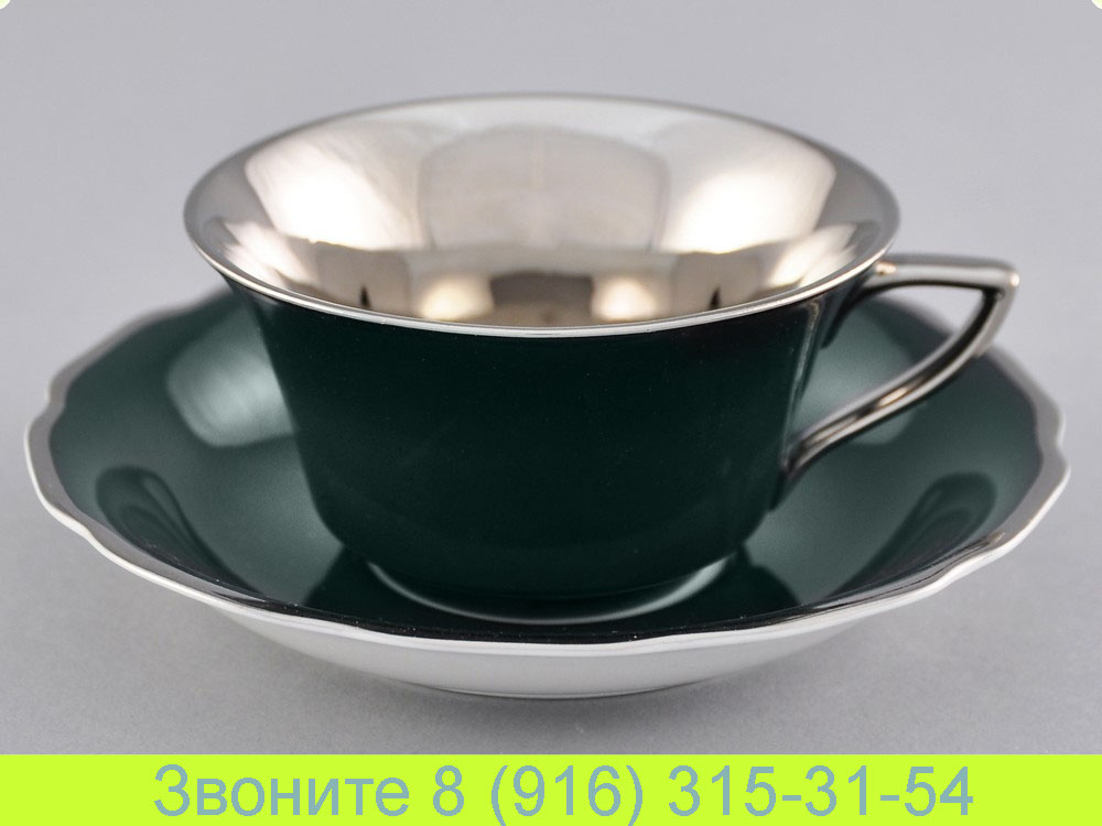 Чайная чашка 150 мл с блюдцем 14 см Виндзор Windzor Темно Серый