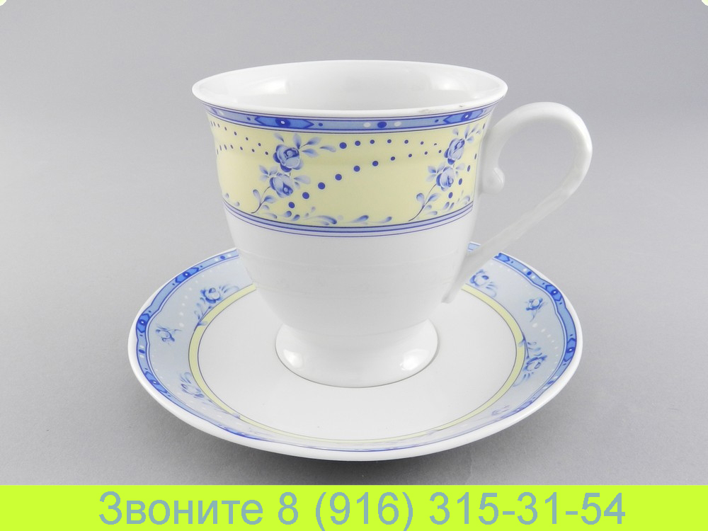Чайная чашка 300 мл с блюдцем Мэри-Энн Mary-Anne Голубые цветы