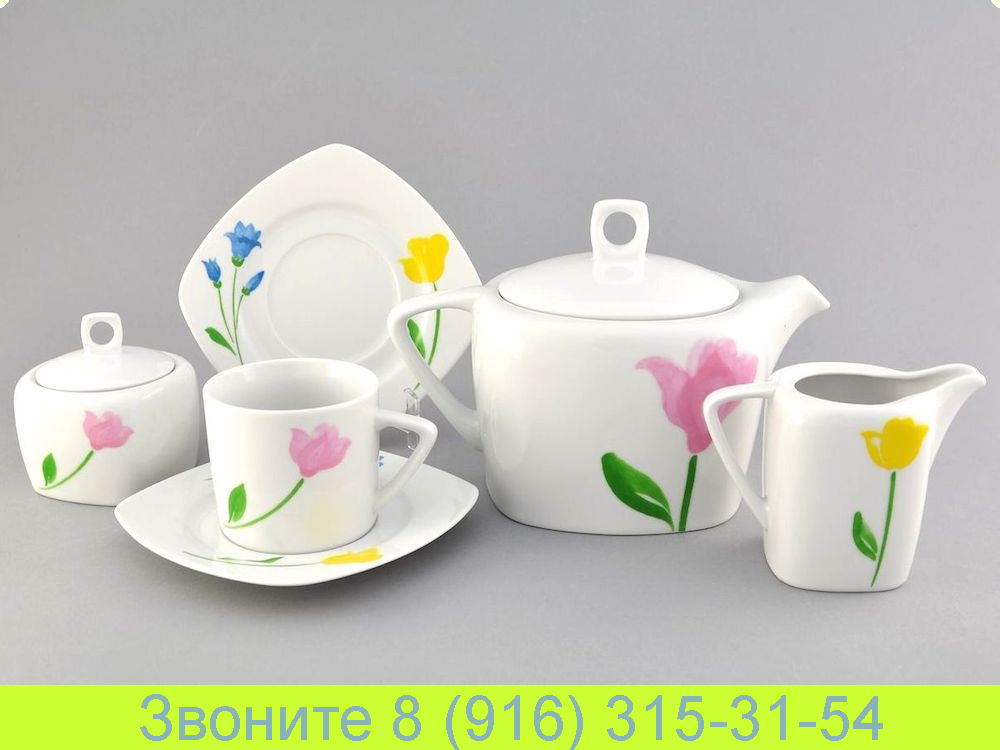 Чайный сервиз Бьянка Byanka Весенний букет на 6 персон 15 предметов