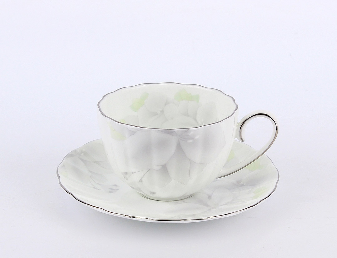 Набор 300 мл чашка чайная с блюдцем 1/2 (платиновая лента) серия Магнолия Грэй