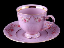 Кофейная чашка 150 мл с блюдцем Розовый Фарфор Соната Sonata Мелкие Цветы арт 56220414-0158